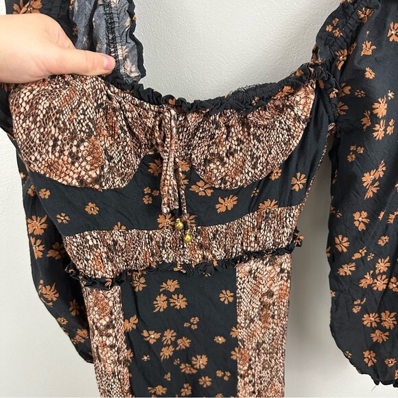 Free People Tigerlily Long Sleeve Boho Maxi Dress Black Size XS - Picture 7 of 16